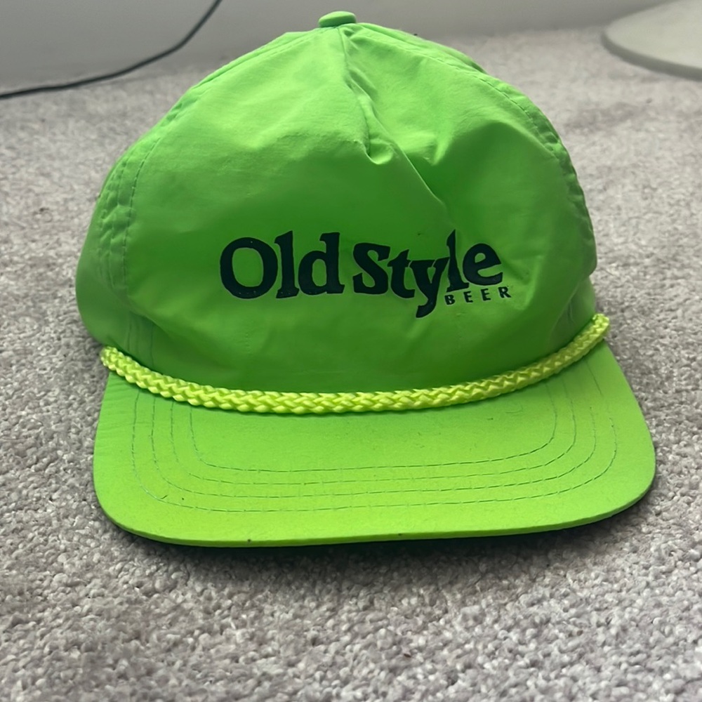 Old Style Neon Green Hat With Cord